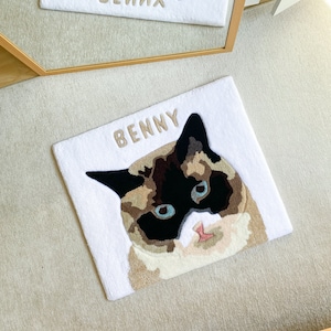 Custom Pet Portrait Tufted Rug, Personalized Animals Rug, Cat Portrait, Handmade Gift, Dog Portrait Rug, Pet Gift, Handmade Rug image 2