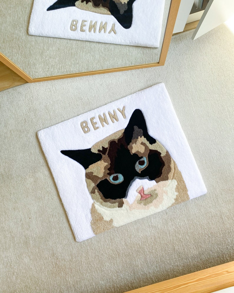 Custom Pet Portrait Tufted Rug, Personalized Animals Rug, Cat Portrait, Handmade Gift, Dog Portrait Rug, Pet Gift, Handmade Rug image 2