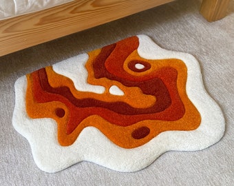 Vulkanischer Tufted-Teppich / Maßgeschneiderter Teppich, handgefertigter Teppich, weich und flauschig, Geschenke zur Wohnungseinrichtung, Tuft-Teppich