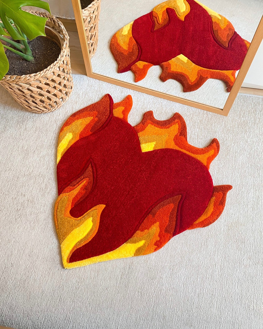 Flaming Heart Tufted Rug | Custom Rug, Handmade Rug, Fluffy & Soft ...