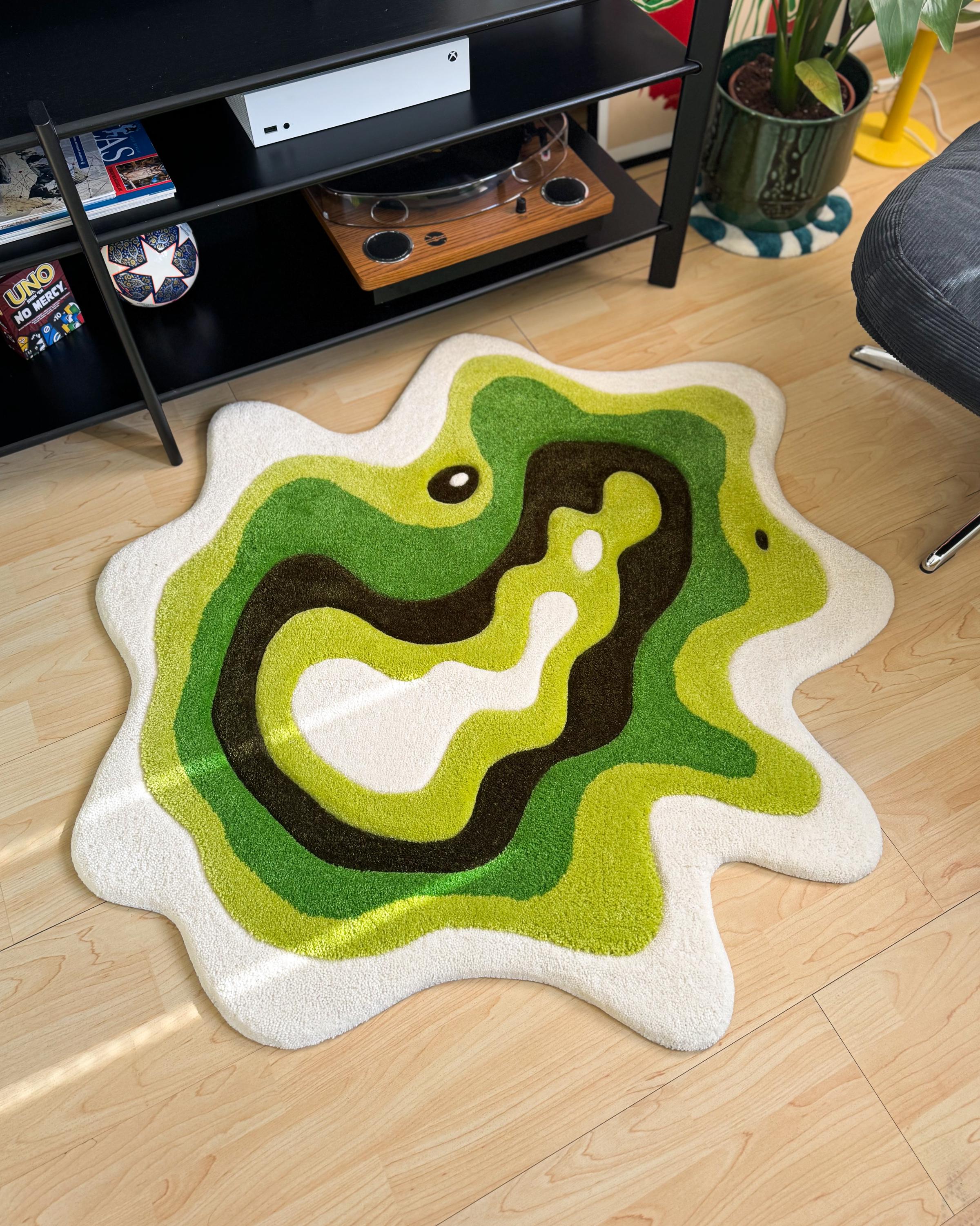 Green Moss Full Version Tufted Rug / Hand Tufted Rug, Fluffy