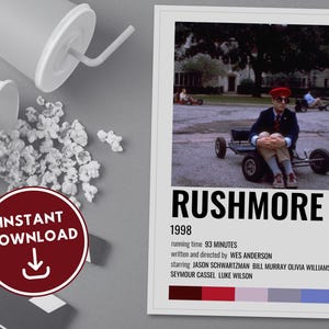 Rushmore | Wes Anderson | Jason Schwartzman | Polaroid Movie Poster | Minimalist Movie Poster | Retro Movie Poster | Wall Art Print