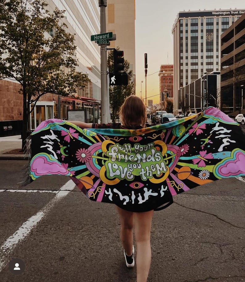Tell Your Friends You Love Them Pashmina | Festival Scarf | Rave Pashmina image 3