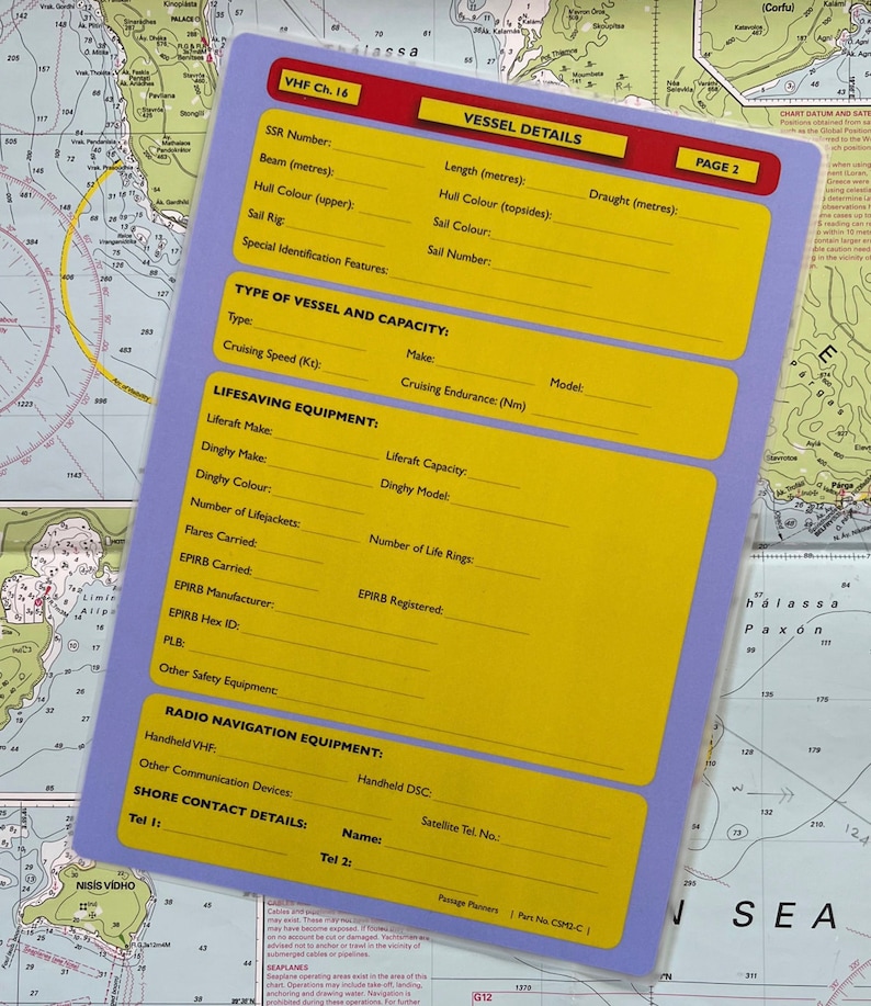 MMSI Number & Call Sign Your Boat Detail Cockpit Cards for Sailing