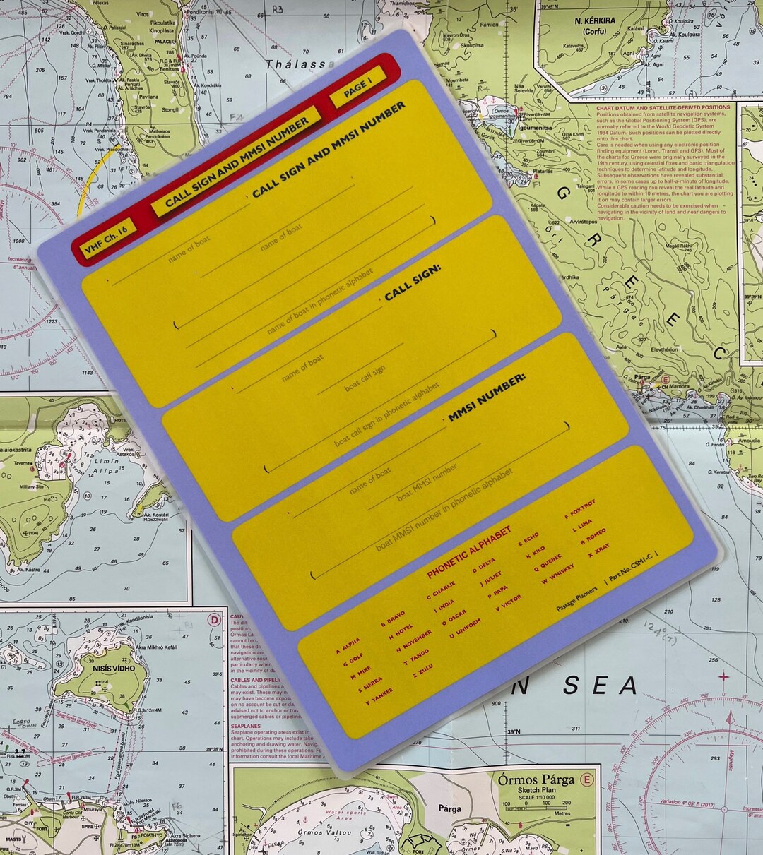 MMSI Number & Call Sign Your Boat Detail Cockpit Cards for Sailing
