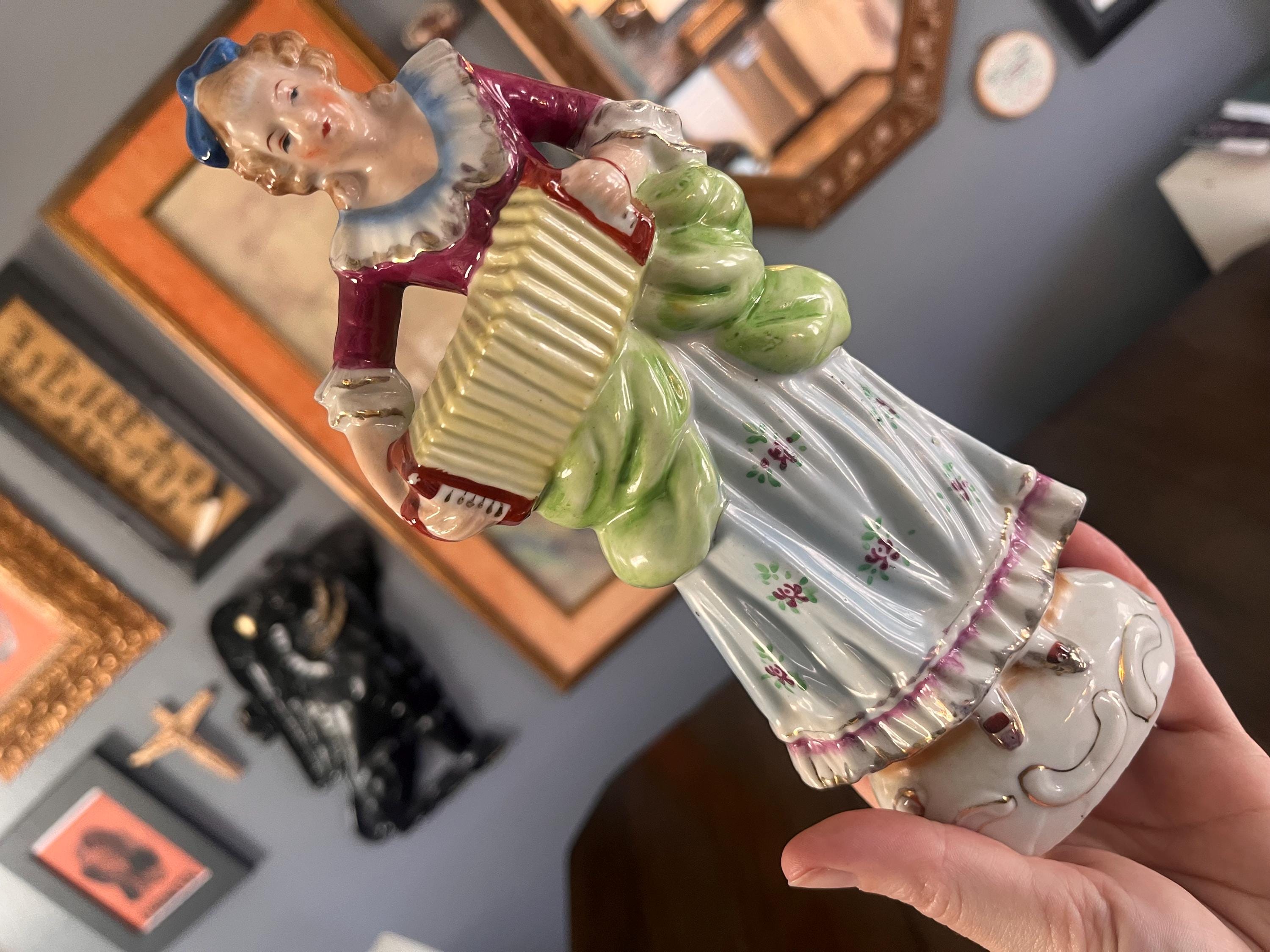 Vintage Occupied Japan Porcelain Figurine - Colonial Woman Playing