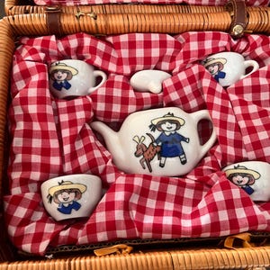 Vintage Schylling Madeline Miniature Porcelain Tea Set - 1997