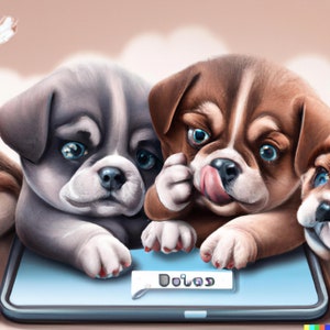 A Throw Blanket with the Image of Puppies on Social Media. Ai Art Generated