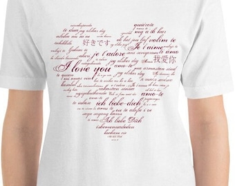 I Love You in Many Languages Heart T-Shirt - Unisex t-shirt