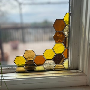 Honeycomb Corner Window Stained Glass