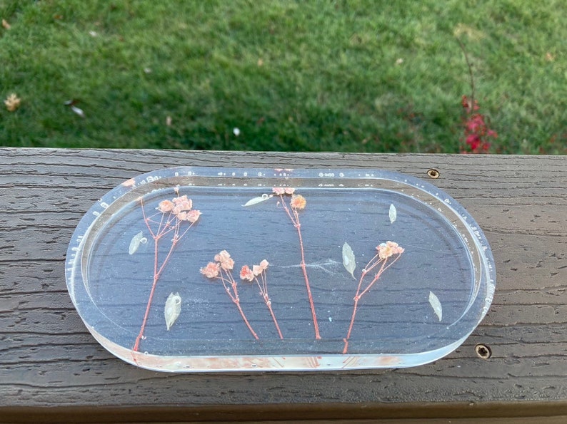 Floral Resin Trinket Tray Etsy