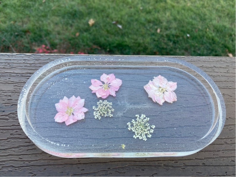 Floral Resin Trinket Tray Etsy
