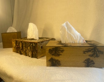 Fractal burned tissue box cover