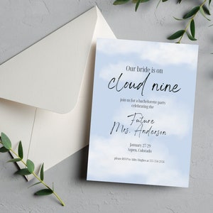 Cloud 9 Bachelorette Party Invitation Minimal Modern Chic Cloud Nine