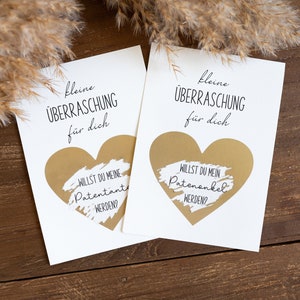 Scratch card godmother ask godfather | announce pregnancy | Do you want to be my godmother | Card heart gold scratch card baby