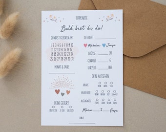Baby shower tip card set guessing game wishes fill-in cards game for baby shower gender reveal