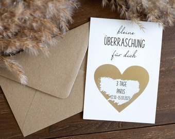 Rubbelkarte Geschenk "kleine Überraschung für dich" Geburtstagsgeschenk Geburtstagskarte Postkarte Umschlag Hochzeitsgeschenk Valentinstag