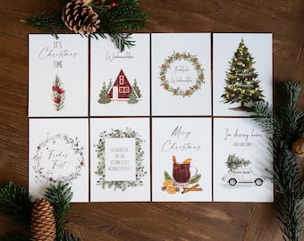 Set of 8 German Christmas Cards DIN A6 | Christmas Cards with Envelopes | Watercolor Christmas | Holiday Mail Assorted Designs German