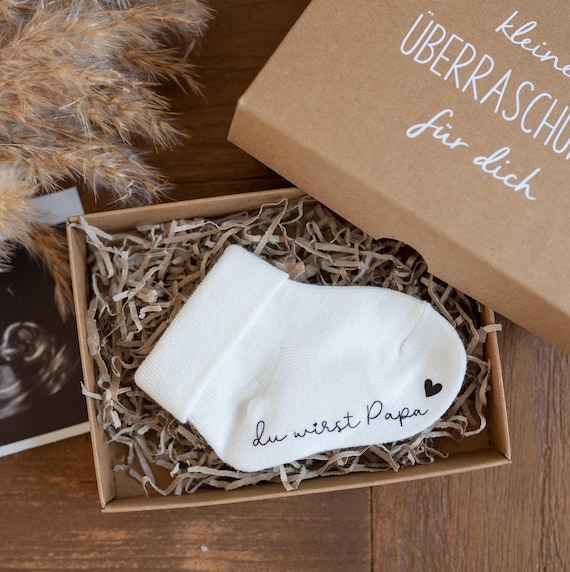Du wirst Papa Schwangerschaft verkünden mit Geschenkbox Überraschungsbox Schwanger Babysocke Überraschung für dich Wir werden Eltern