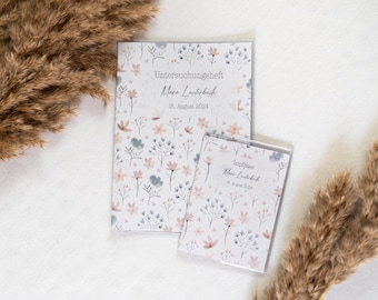 U-Heft und Impfpass Hülle personalisiert mit Namen | Blumendesign | Schutzhülle Geschenk zur Schwangerschaft Geburtsdaten Babyparty