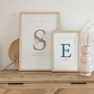Personalisierbares Namensposter Buchstaben Geburtsgeschenk Geburtsposter Geschenk Geburt Geburtstag Taufe Kommunion Babyparty Kinderzimmer