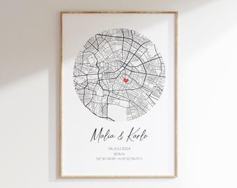 Cadeau de mariage affiche personnalisée avec noms coordonnées date de mariage anniversaire | cadeau de mariage pour les mariés anniversaire de mariage