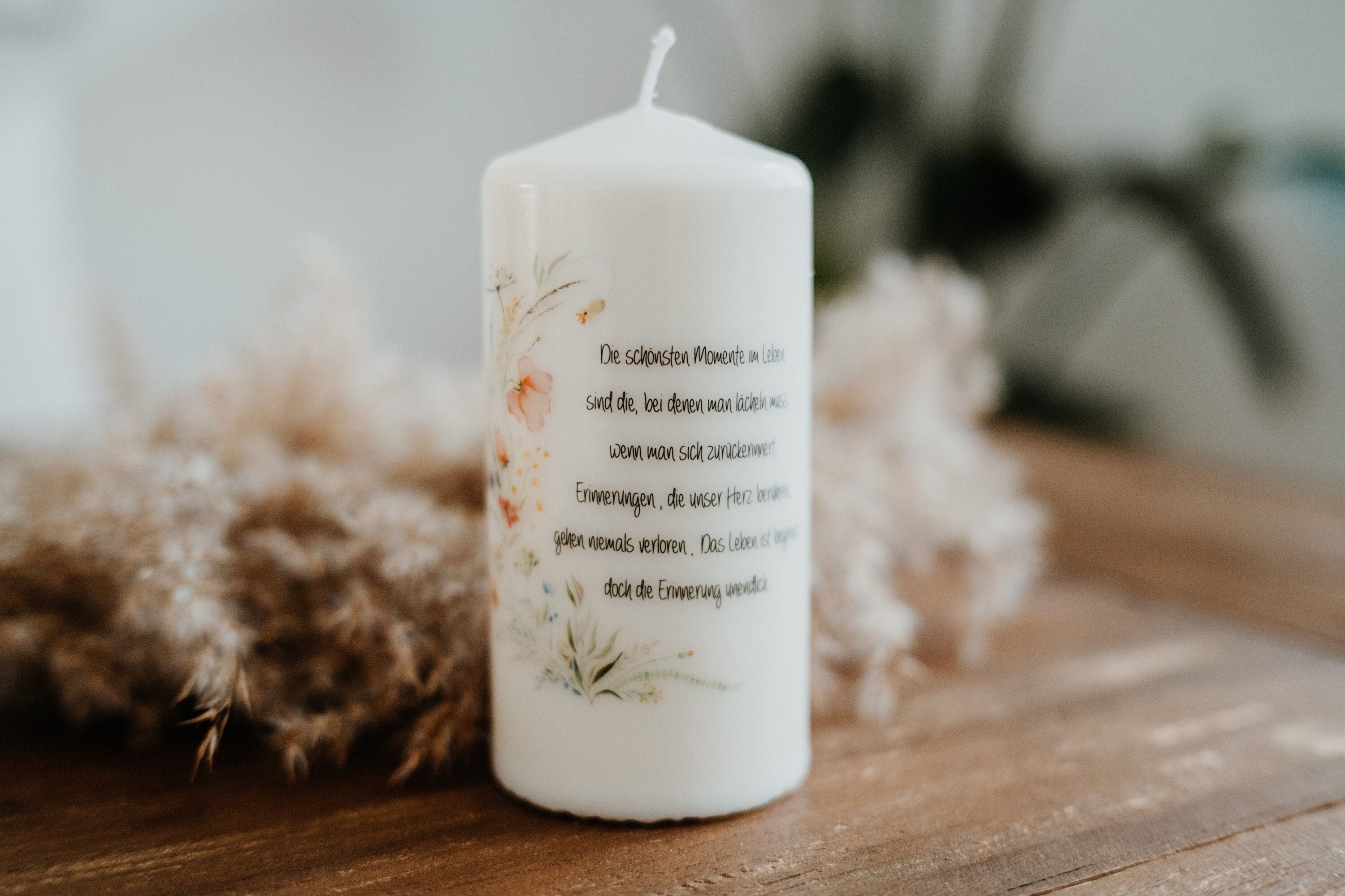 Trauerkerze mit Spruch Blumenkranz Gedenkkerze Etsy.de