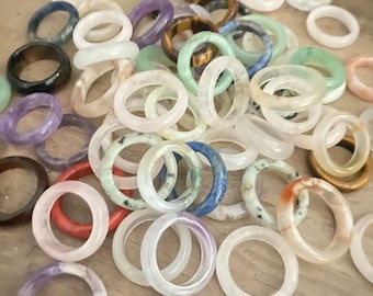 Bulk Crystal Band Rings Dainty Banded Rings Natural Crystal Rings Natural Stone Rings Bulk Set Wholesale Crystal Rings Wholesale Rings