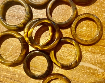 Tigers Eye Crystal Band Ring Dainty Banded Ring Natural Crystal Rings Natural Stone Rings