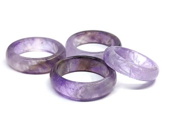 Amethyst Crystal Band Ring Dainty Banded Ring Natural Crystal Rings Natural Stone Rings