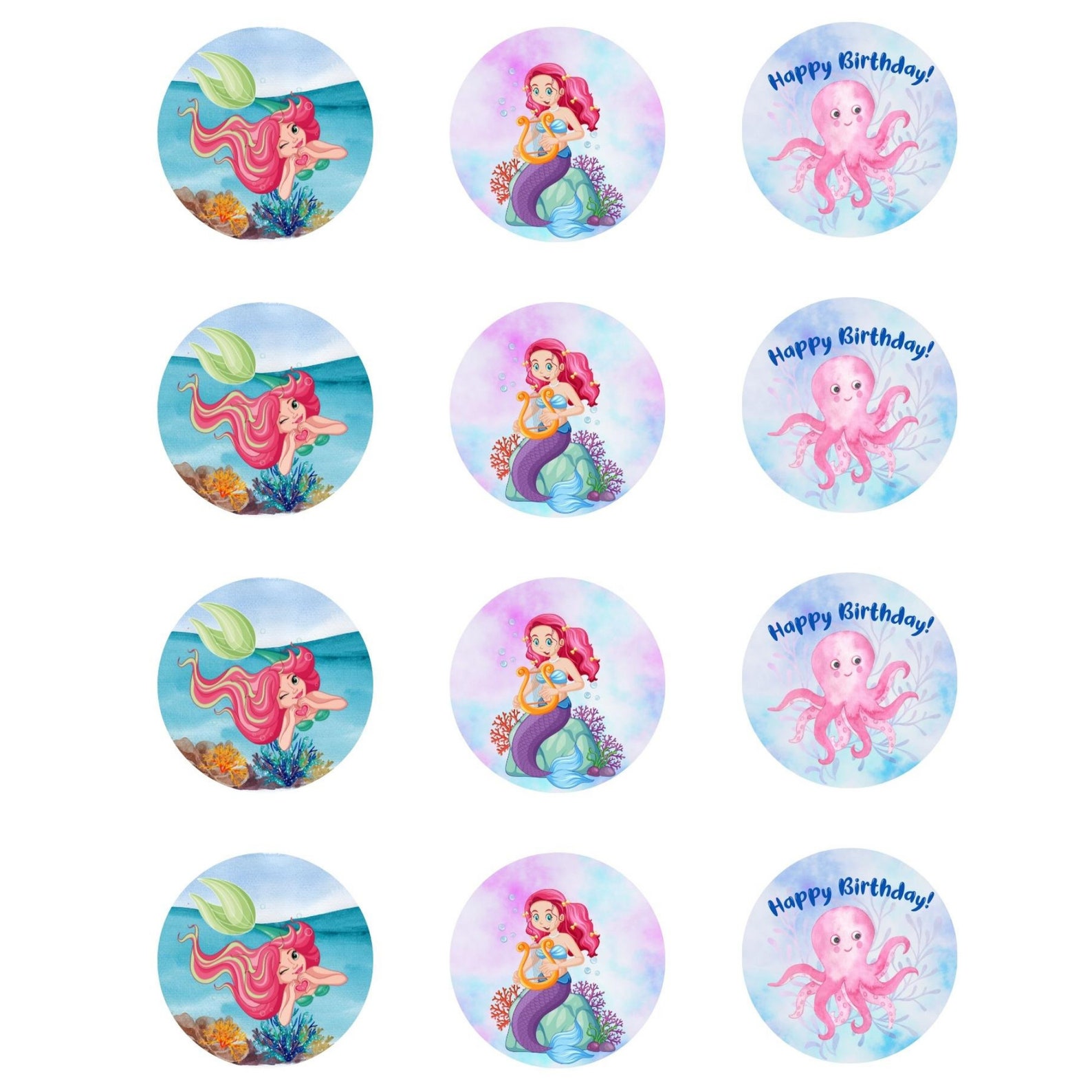 Mermaid Cupcake Toppers Printable Mermaid Birthday Party Favor - Etsy