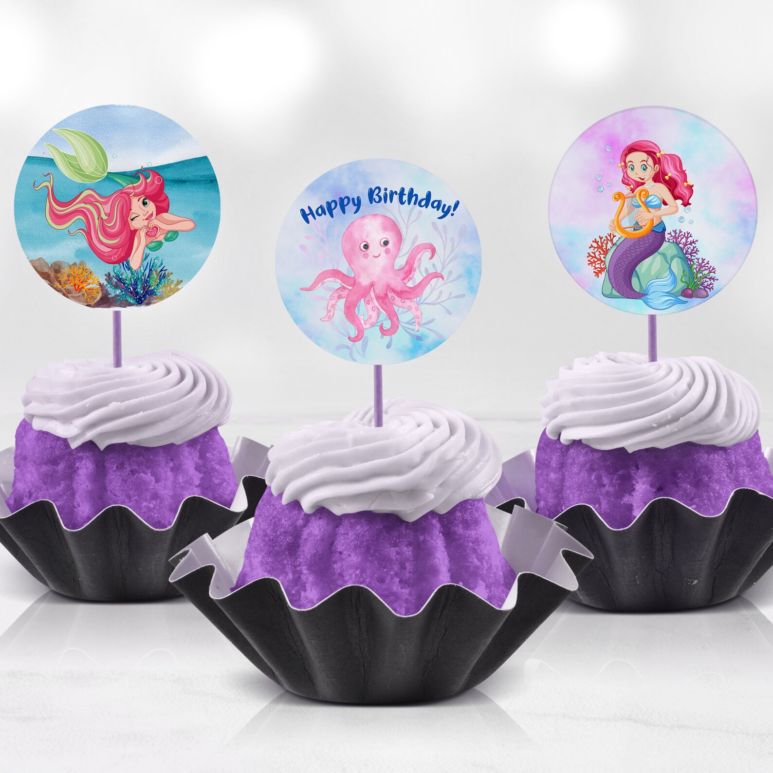 Mermaid Cupcake Toppers Printable Mermaid Birthday Party Favor - Etsy