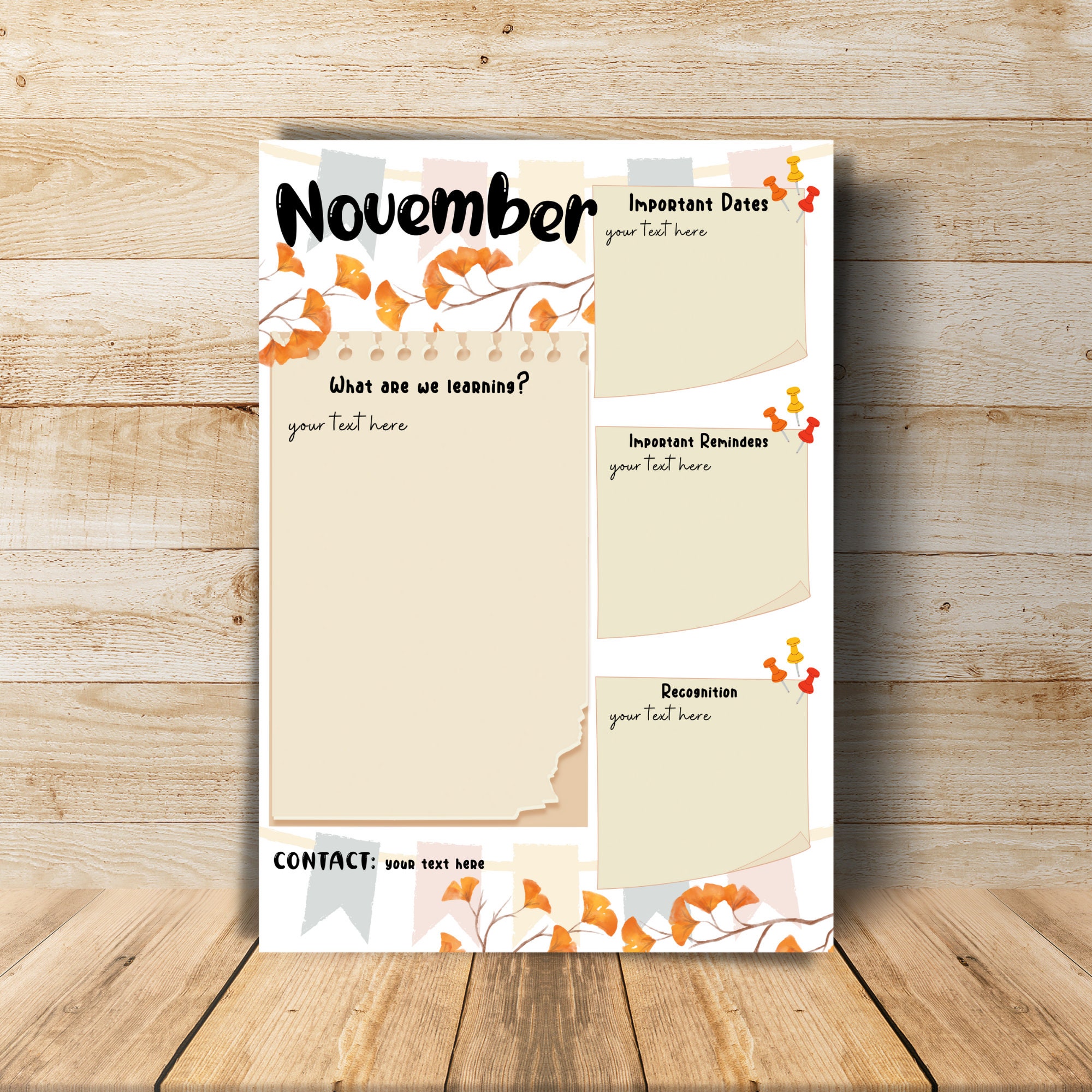 November Classroom Newsletter Template | Editable Monthly Newsletter