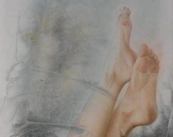 original painting, watercolor painting,one of a kind work of art,feet lover,love her feet