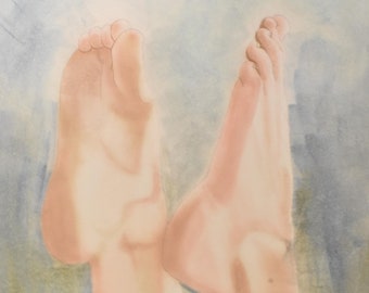 Watercolor feet painting,Original one of a kind work of art,Original painting,Feet lover, Elegant Wall Interior design.