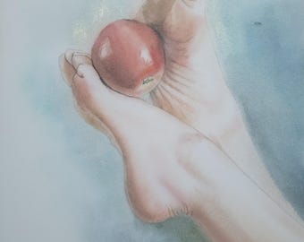 Original watercolor painting elegant wall decor for feet lovers