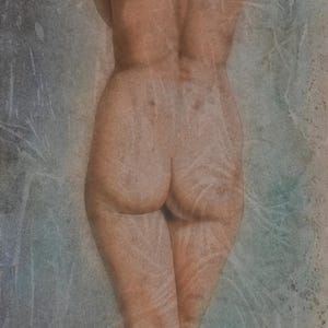 Opera d'arte originale e unica nel suo genere. Splendida figura nuda di una ragazza. Opera d'arte murale dipinta a mano. Elegante decorazione d'interni.