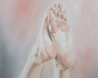 Original watercolor painting elegant wall decor for feet lovers