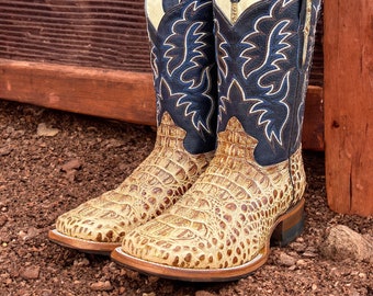Handcrafted Men's Crocodile Alligator Cowboy Boots/ Square Toe Cowboy Boots/ Men's Exotic boots/ Botas vaqueras exoticas/ Men's cowboy boots