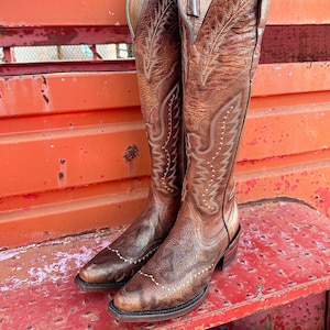 Handmade Western Tall Cowboy Boots Knee High / Tall Brown cowboy boots/ cowgirl boots / Botas vaqueras altas/ Western Knee-High boots