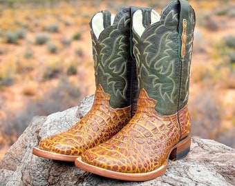 Handcrafted Men's Crocodile Alligator Cowboy Boots/ Square Toe Cowboy Boots/ Men's Exotic boots/ Botas vaqueras exoticas/ Men's cowboy boots