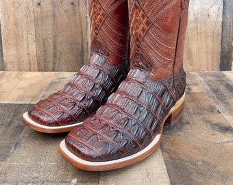 Handcrafted Men's Crocodile Alligator Cowboy Boots/ Square Toe Cowboy Boots/ Men's Exotic / Botas vaqueras exoticas/ Men's cowboy boots FAUX