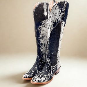 Cowhide Boots / Cowgirl hair on cowhide leather boots / Genuine cowhide Handmade Western Cowboy Boots /Cowhide cowboy boots/ cowgirl cowhide