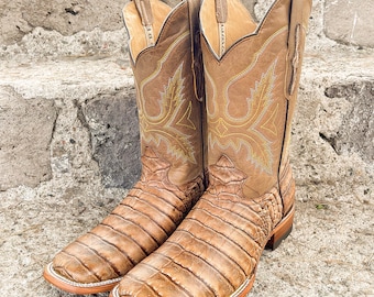 Handcrafted Men's Crocodile Alligator Cowboy Boots/ Square Toe Cowboy Boots/ Men's Exotic boots/ Botas vaqueras exoticas/ Men's cowboy boots