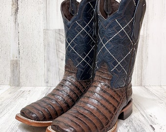 Handcrafted Men's Crocodile Alligator Cowboy Boots/ Square Toe Cowboy Boots/ Men's Exotic boots/ Men's caiman cowboy boots/ Botas cocodrilo