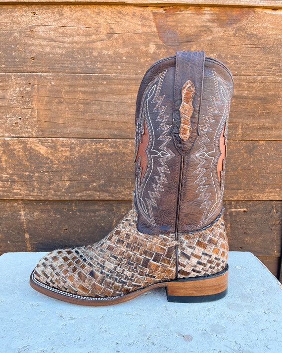 Handcrafted Men's Python Cowboy Boots/ Square Toe Cowboy Boots Snake/ Men's  Exotic Boots/ Botas Vaqueras Exoticas/ Men's Cowboy Boots 