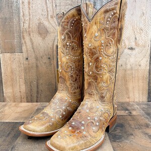 Handmade Western Cowboy Boots light Brown Cowboy Boots Cowgirl Boots Botas Vaqueras Square Toe Boots Leather Cowboy Boots Glitter Boot Etsy