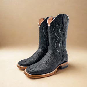 Handcrafted Men&#39;s Crocodile Alligator Cowboy Boots/ Square Toe Cowboy Boots/ Men&#39;s Exotic boots/ Botas vaqueras exoticas/ Men&#39;s Caiman boots
