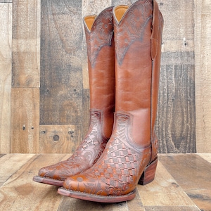 Handmade Western Tall Cowboy Boots Knee High / Tall Brown cowboy boots/ cowgirl boots / Botas vaqueras altas/ Western Knee-High boots image 1
