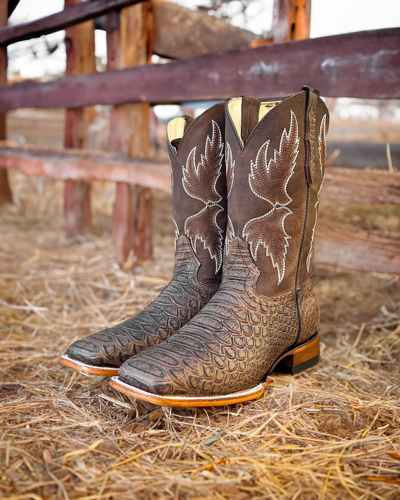 Handcrafted Men's Python Cowboy Boots/ Square Toe Cowboy Boots Snake ...